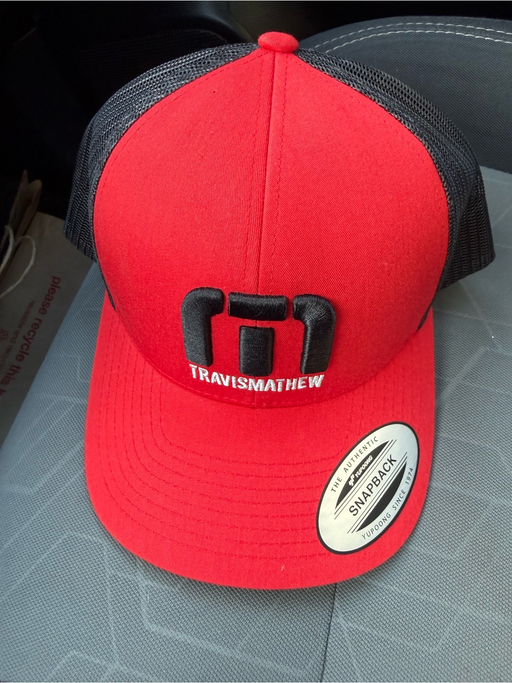 Travis Mathew Red and Black Curved Brim Hat